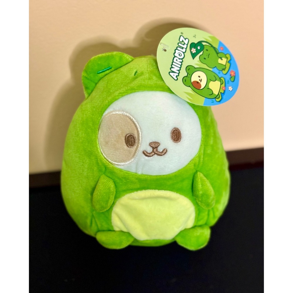 Anirollz Pandaroll Dog in Green Frog Costume Plush Toy 6 Inch Squishy Soft